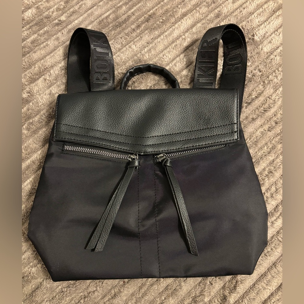 Botkier New York Black Mini Backpack with Faux Leather Trim